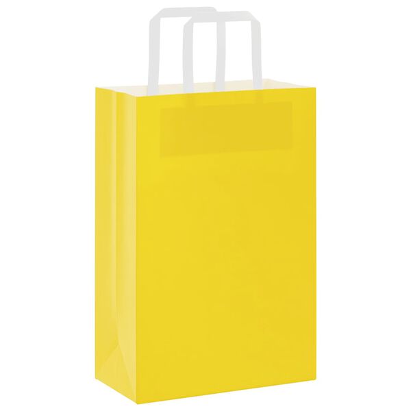 vidaXL Sacs en papier 250 pcs avec poign&eacute;es jaune 21x11x31 cm