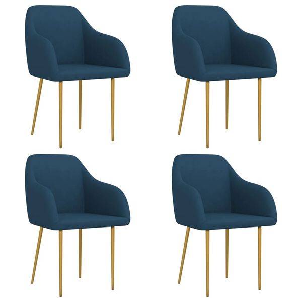 vidaXL Chaises &agrave; manger lot de 4 Bleu Velours