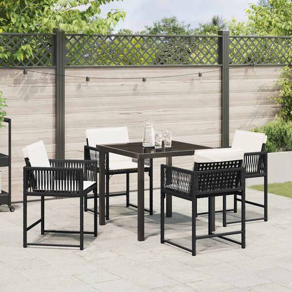 vidaXL Ensemble de salle &agrave; manger pour jardin 5 pcs Noir polyrotin