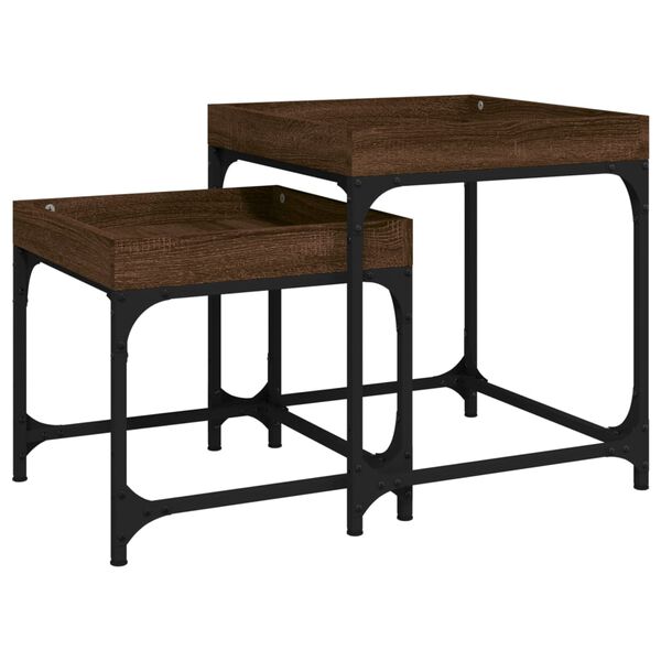 vidaXL Tables d'appoint 2 pcs Ch&ecirc;ne marron Bois d'ing&eacute;nierie