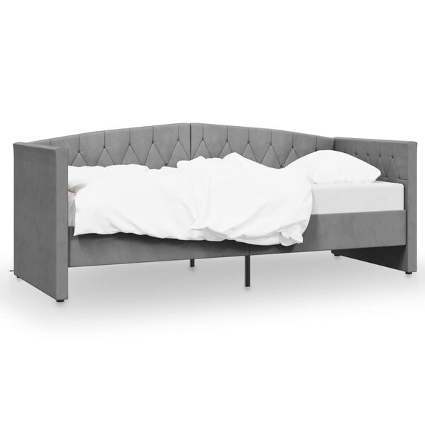 vidaXL Lit avec &eacute;clairage USB Gris clair Velours 90x200 cm