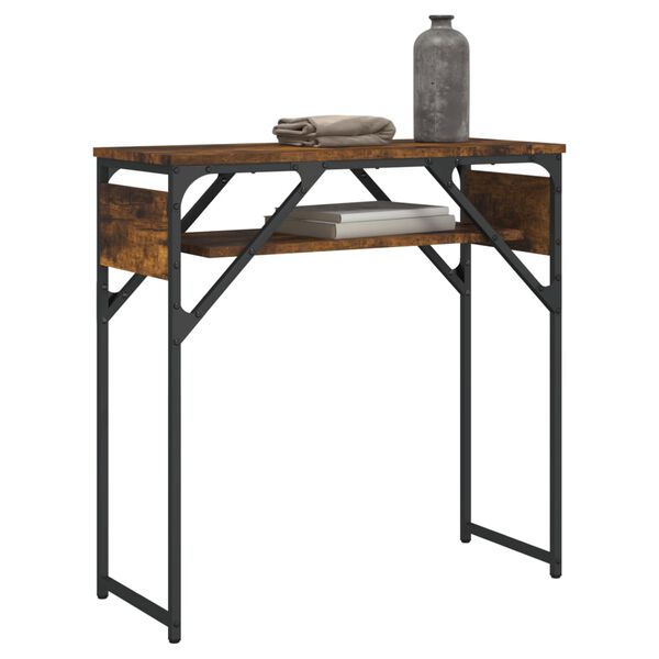 vidaXL Table console avec &eacute;tag&egrave;re ch&ecirc;ne fum&eacute; 75x30x75 cm