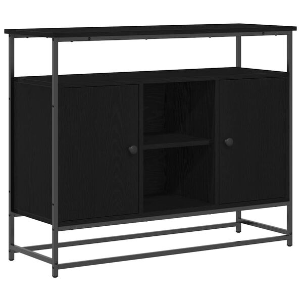 vidaXL Buffet Ch&ecirc;ne noir 100 x 35 x 80 cm Bois d'ing&eacute;nierie