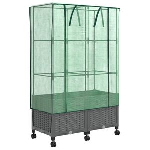 vidaXL Jardini&egrave;re de jardin avec couverture de serre et roues 2 pc PP
