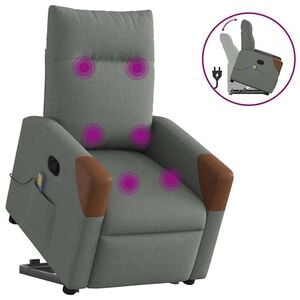 vidaXL Fauteuil de massage inclinable Gris fonc&eacute; Tissu