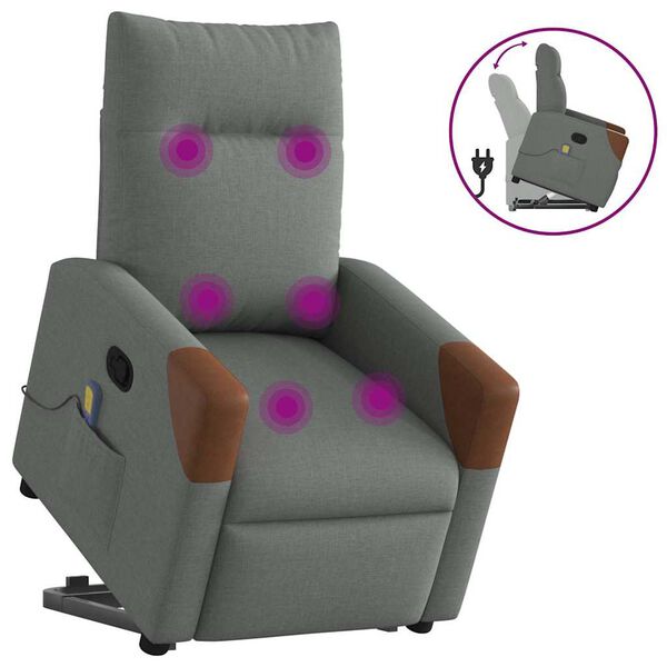 vidaXL Fauteuil de massage inclinable Gris foncé Tissu