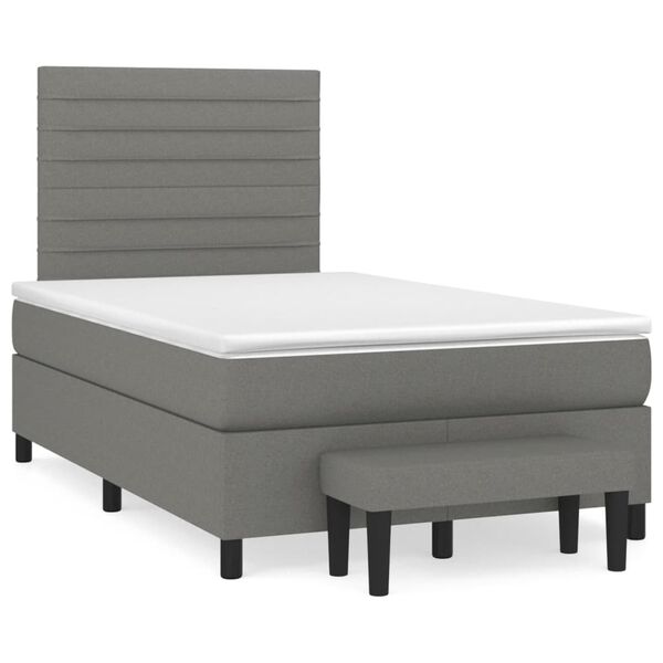 vidaXL Sommier &agrave; lattes de lit avec matelas gris fonc&eacute; 120x190cm tissu
