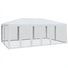 vidaXL Tente de f&ecirc;te avec 10parois lat&eacute;rales en maille blanc 6x4m PEHD