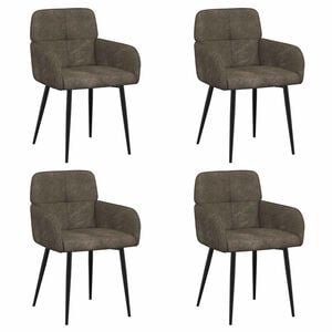 vidaXL Chaises de salle &agrave; manger 4 pc Simili daim Gris fonc&eacute;