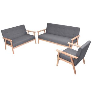 vidaXL Ensemble de canap&eacute;s 3 pcs Tissu Gris fonc&eacute;