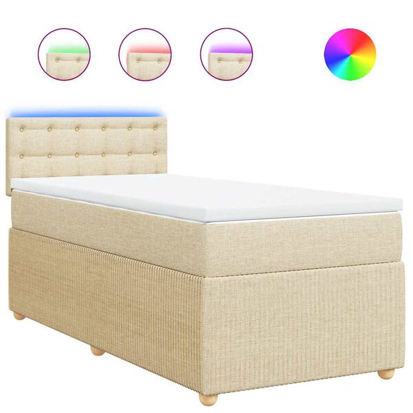 vidaXL Sommier &agrave; lattes de lit avec matelas Cr&egrave;me 90x200 cm Tissu