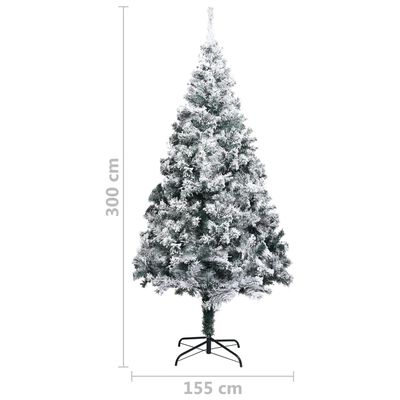 vidaXL Sapin de Noël artificiel avec neige floquée Vert 300 cm PVC