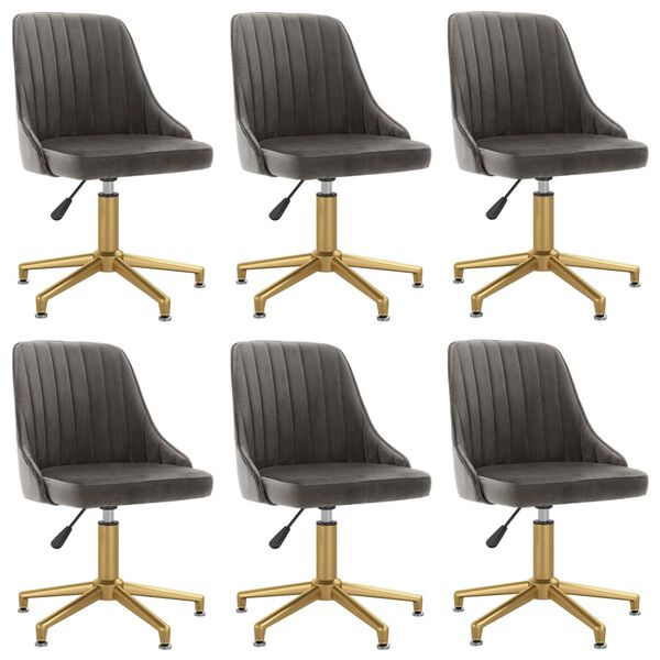 vidaXL Chaises pivotantes &agrave; manger lot de 6 gris fonc&eacute; velours
