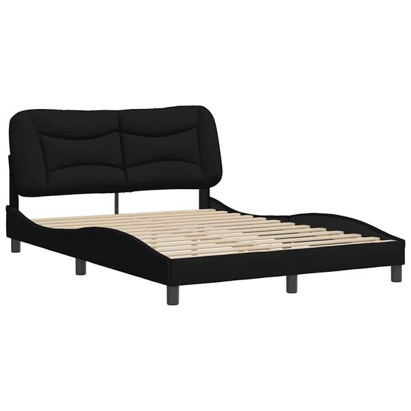 vidaXL Cadre de lit sans matelas Hvar noir 140x200 cm tissu