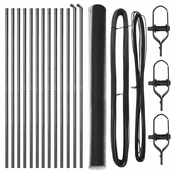 vidaXL Poteau de cl&ocirc;ture. Gris 25 x 1,5 m (maille de 13 mm) Acier