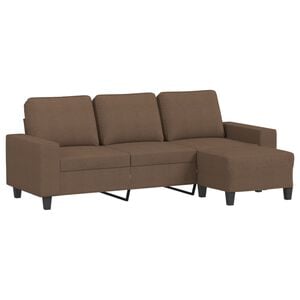 vidaXL Canap&eacute; &agrave; 3 places avec repose-pieds Marron 180 cm Tissu