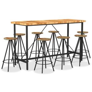 vidaXL Ensemble de bar 9 pcs Bois d'acacia et de r&eacute;cup&eacute;ration massif