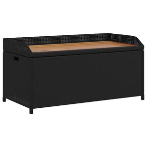 vidaXL Banc de rangement noir r&eacute;sine tress&eacute;e et bois d'acacia