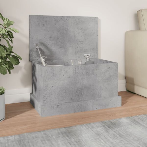 vidaXL Bo&icirc;te de rangement gris b&eacute;ton 50x30x28 cm bois d'ing&eacute;nierie
