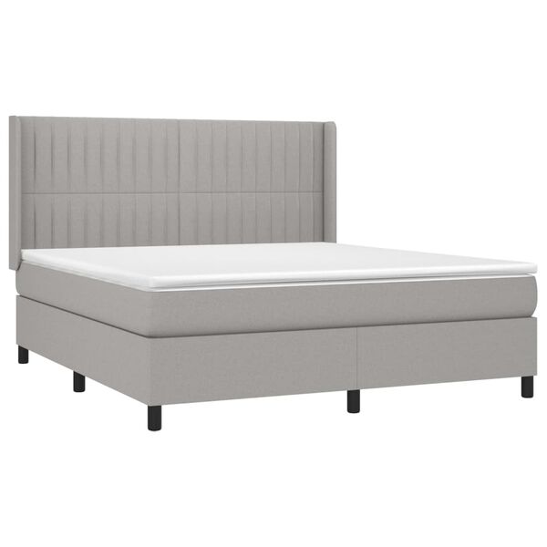 vidaXL Sommier &agrave; lattes de lit matelas LED Gris clair 160x200 cm Tissu