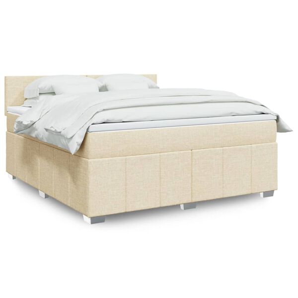 vidaXL Sommier &agrave; lattes de lit avec matelas Cr&egrave;me 180x200 cm Tissu
