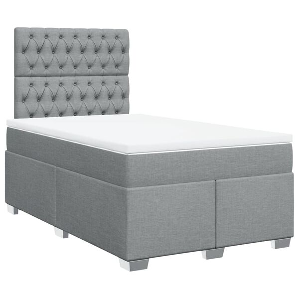 vidaXL Sommier &agrave; lattes de lit et matelas gris clair 120x190 cm tissu