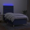 vidaXL Sommier &agrave; lattes de lit et matelas et LED Bleu 90x190 cm Tissu