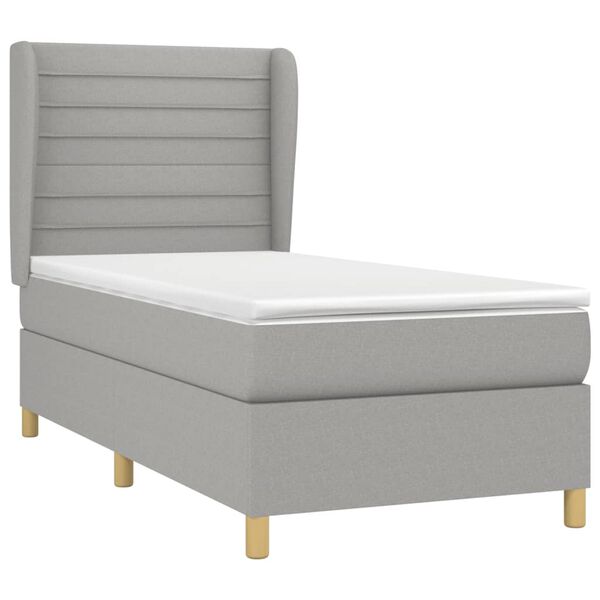 vidaXL Sommier &agrave; lattes de lit avec matelas Gris clair 100x200cm Tissu
