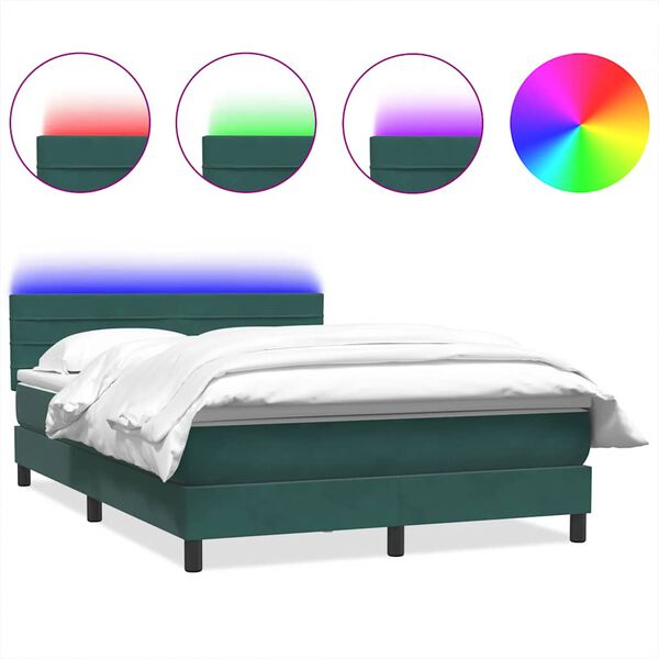 vidaXL Sommier &agrave; lattes de lit et matelas vert fonc&eacute; 140x220cm velours