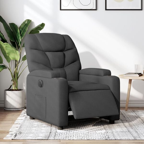 vidaXL Fauteuil inclinable &eacute;lectrique Gris fonc&eacute; Tissu
