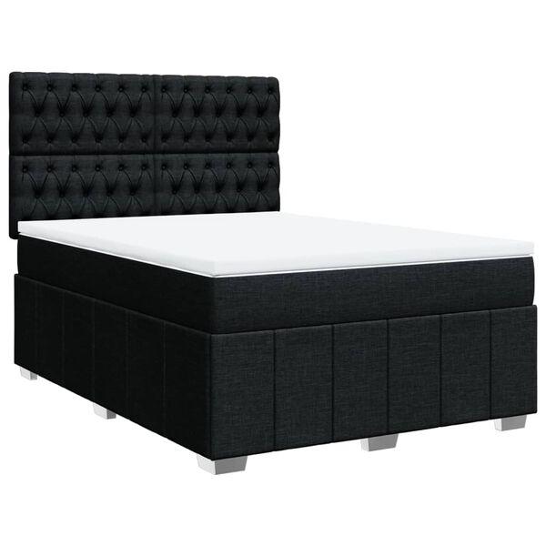 vidaXL Sommier &agrave; lattes de lit avec matelas Noir 160x200 cm Tissu