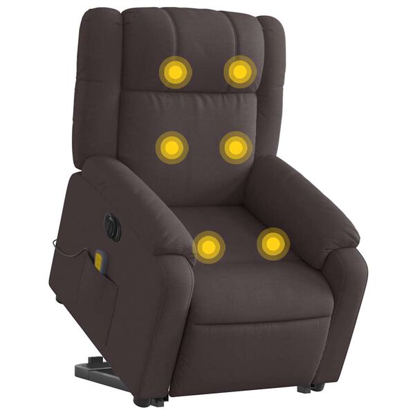 vidaXL Fauteuil inclinable de massage &eacute;lectrique Marron fonc&eacute; Tissu