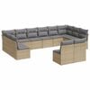 vidaXL Salon de jardin avec coussins 12 pcs beige r&eacute;sine tress&eacute;e