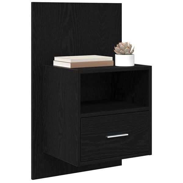 vidaXL Cabinet de chevet avec tiroir 2 pcs Ch&ecirc;ne noir 50 x 32,5 x 80cm