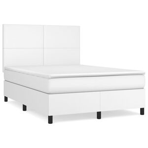 vidaXL Sommier &agrave; lattes de lit avec matelas Blanc 140x190cm Similicuir
