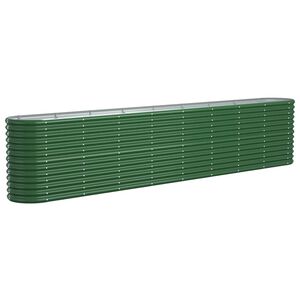 vidaXL Lit sur&eacute;lev&eacute; de jardin Acier enduit de poudre 332x40x68 cm Vert