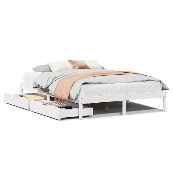 vidaXL Cadre de lit sans matelas blanc 160x200 cm bois de pin massif