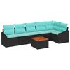 vidaXL Ensemble de canap&eacute; de jardin avec coussin 7 pcs Noir polyrotin