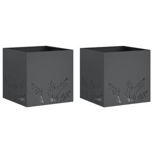 vidaXL Cache-pot de jardin 2 pc Anthracite 50 x 50 x 49 cm
