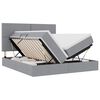 vidaXL Lit de rangement LED avec matelas Gris clair 200 x 200 cm Tissu