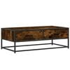 vidaXL Table basse ch&ecirc;ne fum&eacute; 100x50x35 cm bois d'ing&eacute;nierie et m&eacute;tal