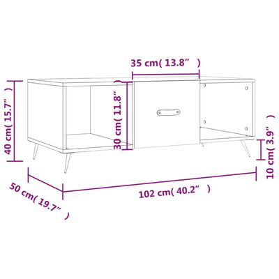 vidaXL Table basse blanc 102x50x40 cm bois d'ingénierie