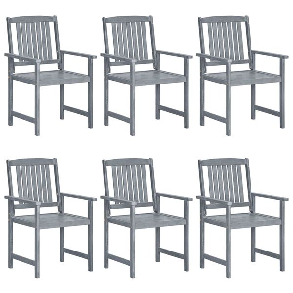 vidaXL Chaises de jardin lot de 6 Bois d'acacia massif Gris
