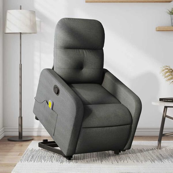 vidaXL Fauteuil de massage inclinable Gris fonc&eacute; Tissu
