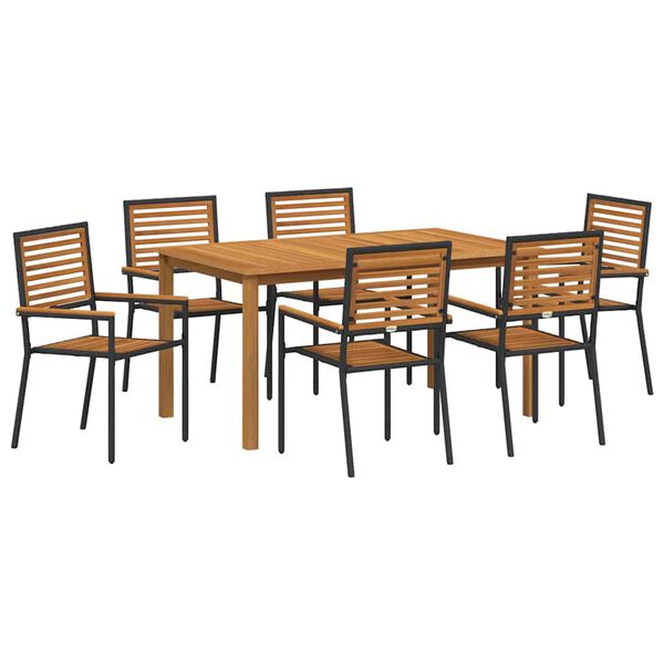 vidaXL Ensemble de salle à manger pour jardin 7 pcs Noir Poly rotin