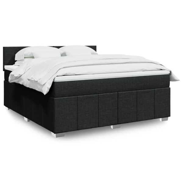 vidaXL Sommier &agrave; lattes de lit avec matelas Noir 180x200 cm Tissu
