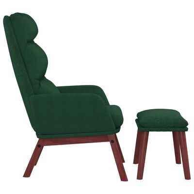 vidaXL Chaise de relaxation avec tabouret Vert foncé Tissu