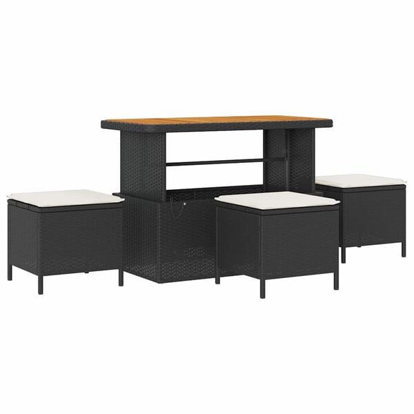 vidaXL Ensemble de canap&eacute; de jardin avec coussin 9 pcs Noir et cr&egrave;me