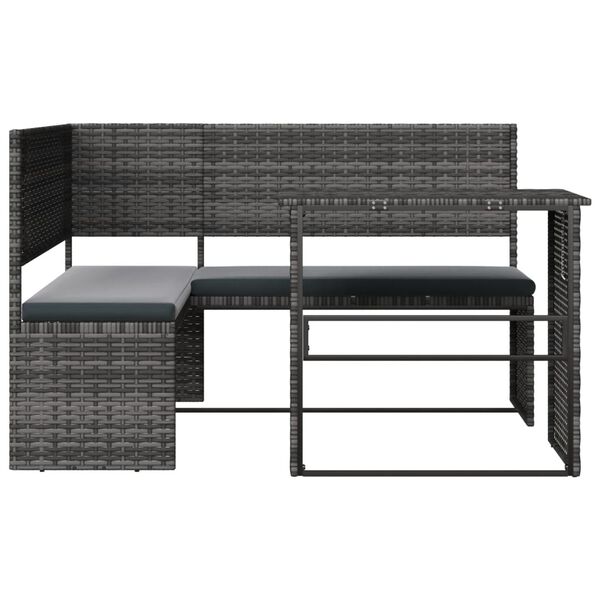 vidaXL Canapé de jardin avec table et coussins en forme de L gris
