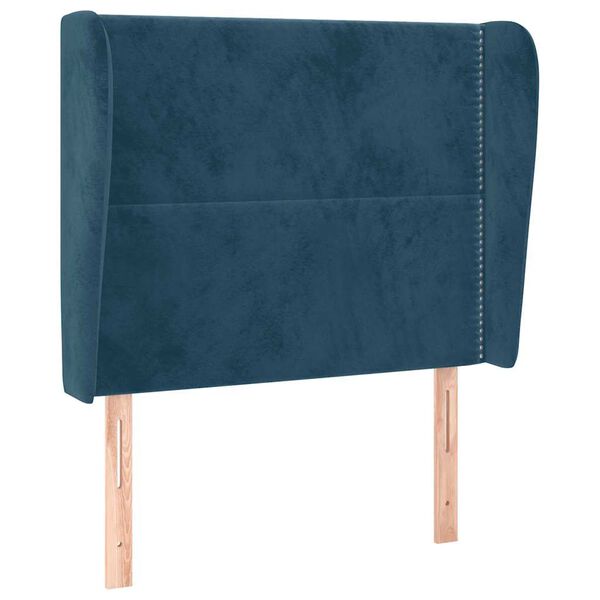 vidaXL T&ecirc;te de lit avec oreilles Bleu fonc&eacute; 93x23x118/128 cm Velours